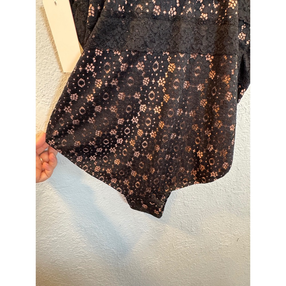 Swimsuits For All Women Black Lace Nude Lining V-Neck One Piece Swimsuit NWT - Picture 7 of 14
